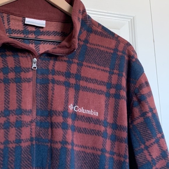 Columbia Men’s Pine Ridge Plaid Fleece Three Quarter Zip Pullover Sz L - Picture 3 of 8
